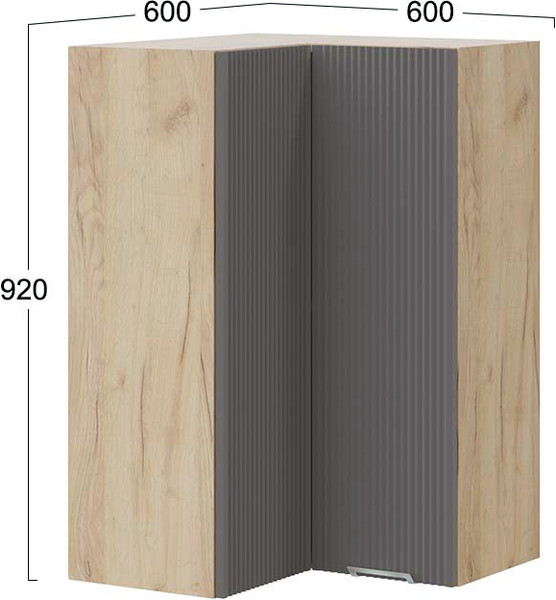 Изображение товара Шкаф навесной для кухни ТриЯ Кимберли 1ВВ6УП угловой прямой (дуб крафт золотой/муссон)