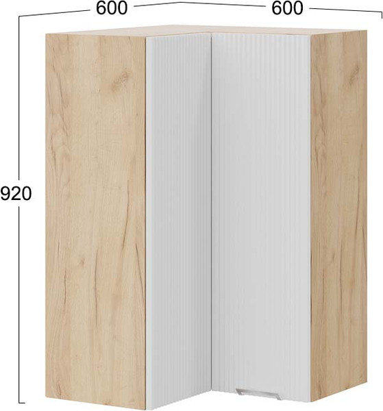 Изображение товара Шкаф навесной для кухни ТриЯ Кимберли 1ВВ6УП угловой прямой (дуб крафт золотой/сноу)