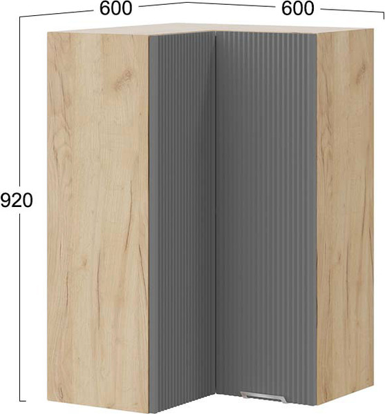 Изображение товара Шкаф навесной для кухни ТриЯ Кимберли 1ВВ6УП угловой прямой (дуб крафт золотой/титан)