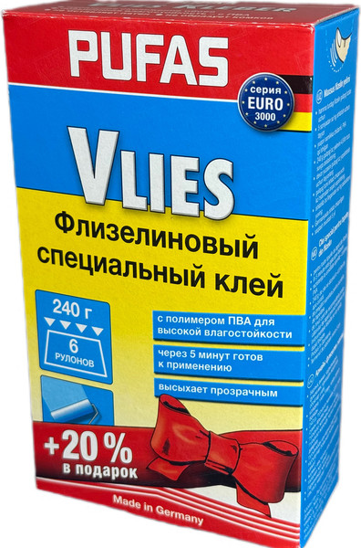 Изображение товара Клей для обоев Pufas Euro 3000 Флизелиновый (240г)