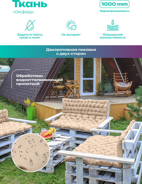 Изображение товара Матрас для садовой мебели BIO-LINE Оксфорд с завязками 40x120 / MO40x120 (бежевый)
