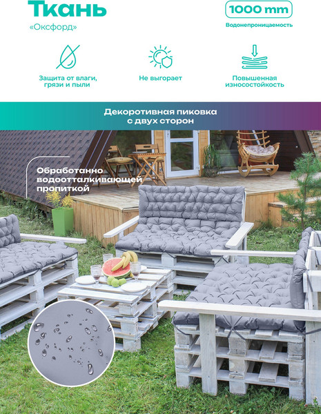 Изображение товара Матрас для садовой мебели BIO-LINE Оксфорд с завязками 80x120 / MO80x120 (серый)