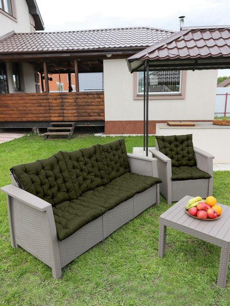 Изображение товара Подушка для садовой мебели BIO-LINE Оксфорд с завязками с 2 сторон 52x60 / PO (хаки)