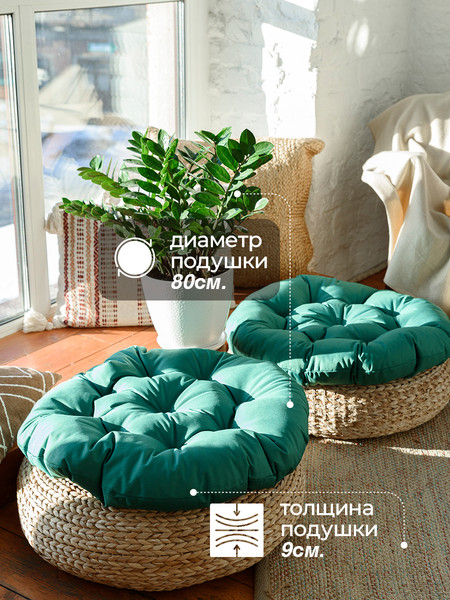 Изображение товара Подушка для садовой мебели BIO-LINE Оксфорд круглая 60x60 / PO60x60 (зеленый)