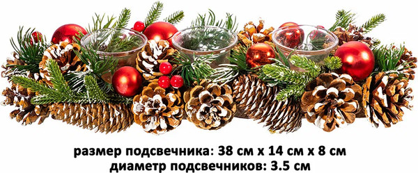 Изображение товара Подсвечник Elan Gallery Заснеженные шишки / 450188