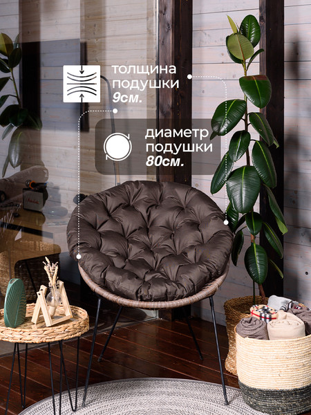 Изображение товара Подушка для садовой мебели BIO-LINE Оксфорд круглая 80x80 / PO80x80 (хаки)