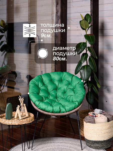 Изображение товара Подушка для садовой мебели BIO-LINE Оксфорд круглая 80x80 / PO80x80 (зеленый)