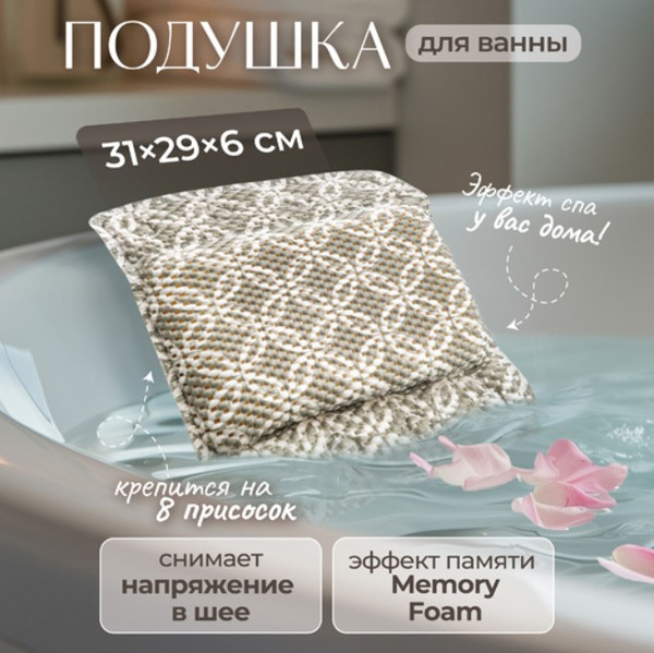 Изображение товара Подушка для ванны El Casa 240656 (серый)