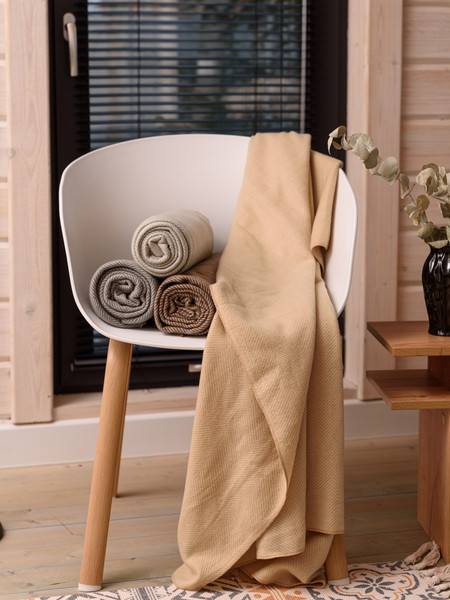 Изображение товара Плед BIO-LINE Флисовый 130x160 / PF130 (бежевая елка)