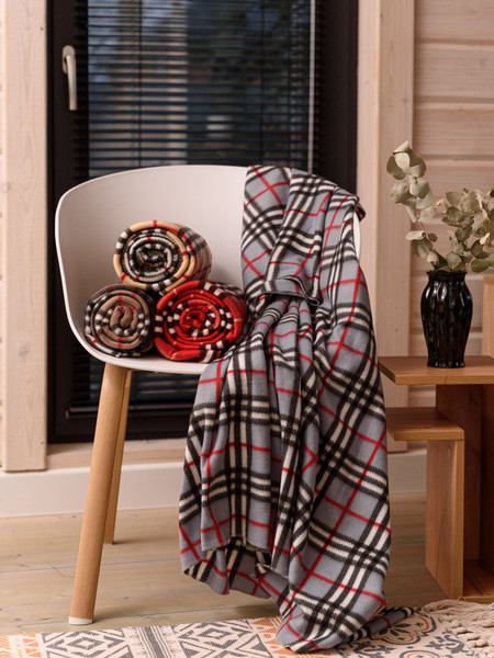 Изображение товара Плед BIO-LINE Флисовый 130x160 / PF130 (серая клетка)