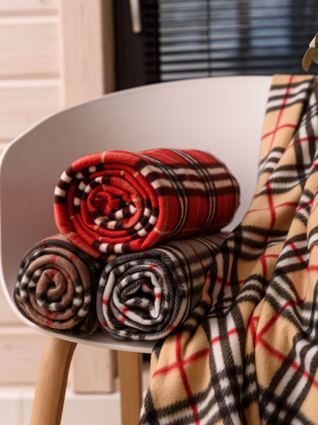 Изображение товара Плед BIO-LINE Флисовый 130x160 / PF130 (бежевая клетка)