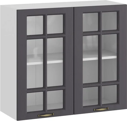 Изображение товара Шкаф навесной для кухни ТриЯ Лина 1ВВ8С с двумя дверьми (белый/графит)