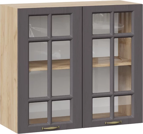 Изображение товара Шкаф навесной для кухни ТриЯ Лина 1ВВ8С с двумя дверьми (дуб крафт золотой/графит)