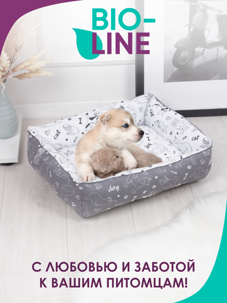 Изображение товара Лежанка для животных BIO-LINE 40x50x15 / LDZ (темно-серый/белый)