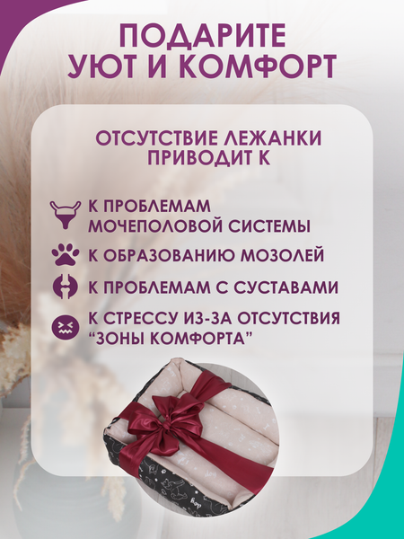 Изображение товара Лежанка для животных BIO-LINE 40x50x15 / LDZ (черный/персик)