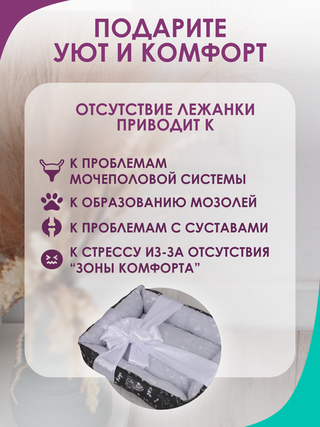 Изображение товара Лежанка для животных BIO-LINE 40x50x15 / LDZ (черный/светло-серый)