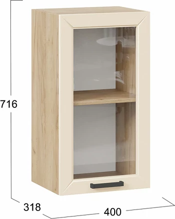 Изображение товара Шкаф навесной для кухни ТриЯ Лорас 1ВВ45С с одной дверью (дуб крафт золотой/холст брюле)