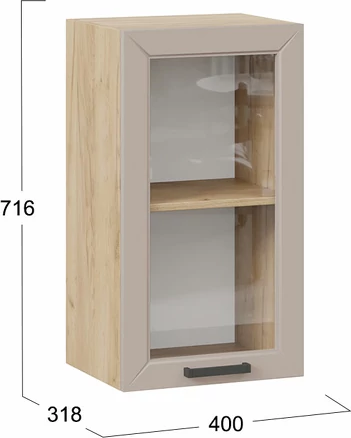 Изображение товара Шкаф навесной для кухни ТриЯ Лорас 1ВВ45С с одной дверью (дуб крафт золотой/холст латте)