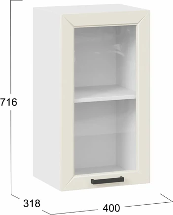 Изображение товара Шкаф навесной для кухни ТриЯ Лорас 1ВВ4С с одной дверью (белый/холст брюле)