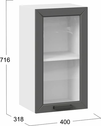 Изображение товара Шкаф навесной для кухни ТриЯ Лорас 1ВВ4С с одной дверью (белый/холст вулкан)