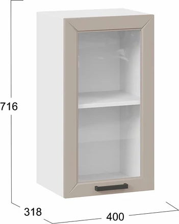 Изображение товара Шкаф навесной для кухни ТриЯ Лорас 1ВВ4С с одной дверью (белый/холст латте)
