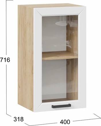 Изображение товара Шкаф навесной для кухни ТриЯ Лорас 1ВВ4С с одной дверью (дуб крафт золотой/холст белый)