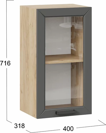 Изображение товара Шкаф навесной для кухни ТриЯ Лорас 1ВВ4С с одной дверью (дуб крафт золотой/холст вулкан)