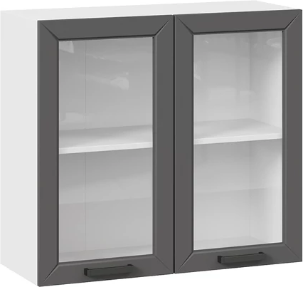 Изображение товара Шкаф навесной для кухни ТриЯ Лорас 1ВВ8С с двумя дверьми (белый/холст вулкан)