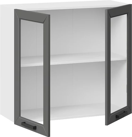 Изображение товара Шкаф навесной для кухни ТриЯ Лорас 1ВВ8С с двумя дверьми (белый/холст вулкан)