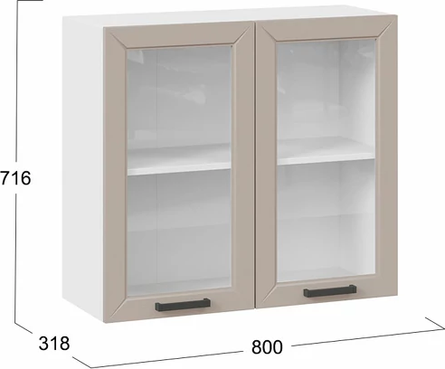 Изображение товара Шкаф навесной для кухни ТриЯ Лорас 1ВВ8С с двумя дверьми (белый/холст латте)