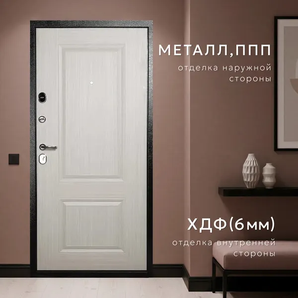 Изображение товара Входная дверь Guard Классик 86x205 HDF 6мм (левая, антик темно-коричневый/беленый дуб)