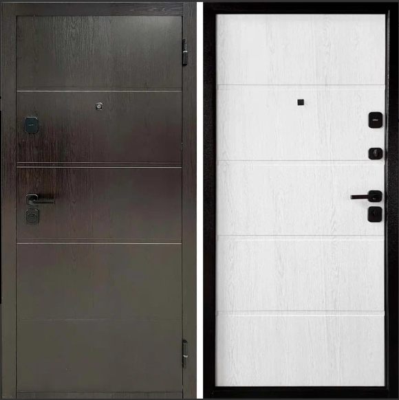 Изображение товара Входная дверь Форпост Стандарт 86x205 (правая, темный орех/белое дерево)