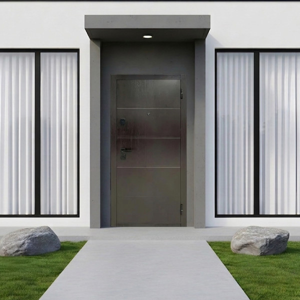 Изображение товара Входная дверь Guard Стандарт 86x205 (левая, темный орех/белое дерево)