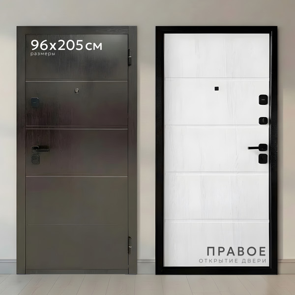 Изображение товара Входная дверь Guard Стандарт 96x205 МДФ 8мм (правая, темный орех/белое дерево)