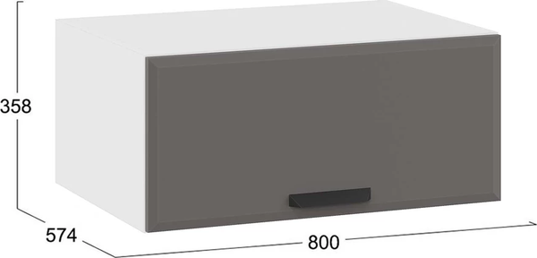 Изображение товара Шкаф под вытяжку ТриЯ Тиана 1В8Г с одной откидной дверью (белый/асфальт супермат)