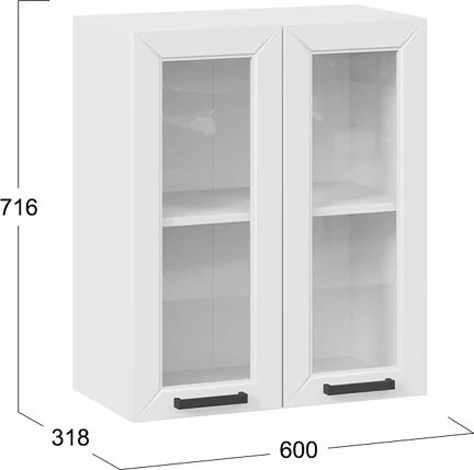 Изображение товара Шкаф навесной для кухни ТриЯ Лорас 1ВВ6С с двумя дверьми (белый/холст белый)
