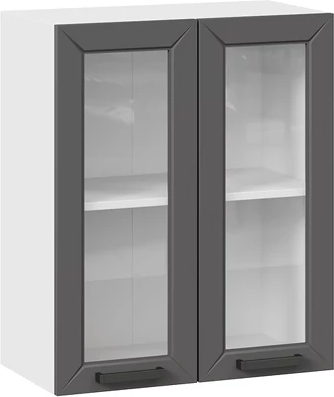 Изображение товара Шкаф навесной для кухни ТриЯ Лорас 1ВВ6С с двумя дверьми (белый/холст вулкан)