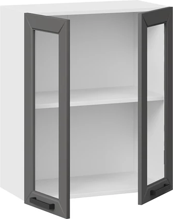 Изображение товара Шкаф навесной для кухни ТриЯ Лорас 1ВВ6С с двумя дверьми (белый/холст вулкан)