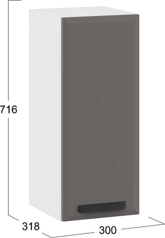 Изображение товара Шкаф навесной для кухни ТриЯ Тиана 1ВВ3 с одной дверью (белый/асфальт супермат)