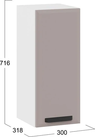 Изображение товара Шкаф навесной для кухни ТриЯ Тиана 1ВВ3 с одной дверью (белый/мокко супермат)