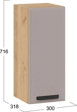 Изображение товара Шкаф навесной для кухни ТриЯ Тиана 1ВВ3 с одной дверью (дуб крафт золотой/мокко супермат)