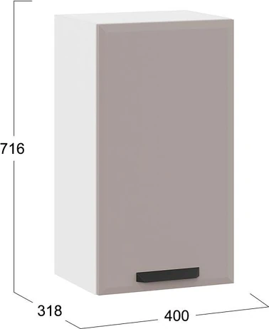 Изображение товара Шкаф навесной для кухни ТриЯ Тиана 1ВВ4 с одной дверью (белый/мокко супермат)