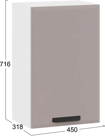 Изображение товара Шкаф навесной для кухни ТриЯ Тиана 1ВВ45 с одной дверью (белый/мокко супермат)