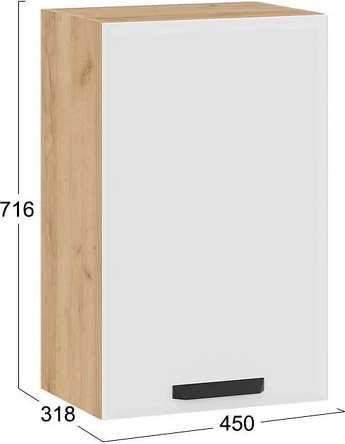 Изображение товара Шкаф навесной для кухни ТриЯ Тиана 1ВВ45 с одной дверью (дуб крафт золотой/белый супермат)