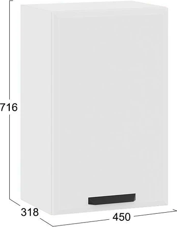 Изображение товара Шкаф навесной для кухни ТриЯ Тиана 1ВВ5 с одной дверью (белый/белый супермат)