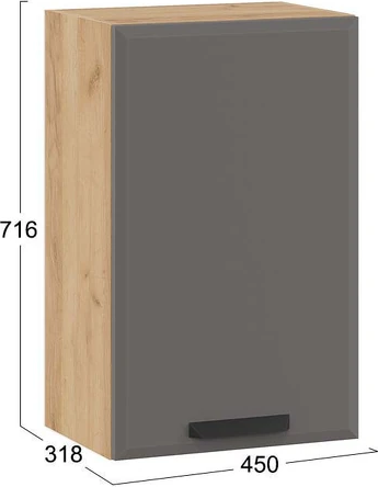 Изображение товара Шкаф навесной для кухни ТриЯ Тиана 1ВВ5 с одной дверью (дуб крафт золотой/асфальт супермат)