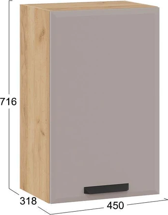 Изображение товара Шкаф навесной для кухни ТриЯ Тиана 1ВВ5 с одной дверью (дуб крафт золотой/мокко супермат)