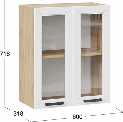 Изображение товара Шкаф навесной для кухни ТриЯ Лорас 1ВВ6С с двумя дверьми (дуб крафт золотой/холст белый)