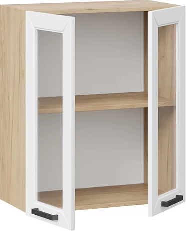 Изображение товара Шкаф навесной для кухни ТриЯ Лорас 1ВВ6С с двумя дверьми (дуб крафт золотой/холст белый)