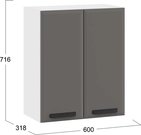 Изображение товара Шкаф навесной для кухни ТриЯ Тиана 1ВВ6 с двумя дверьми (белый/асфальт супермат)